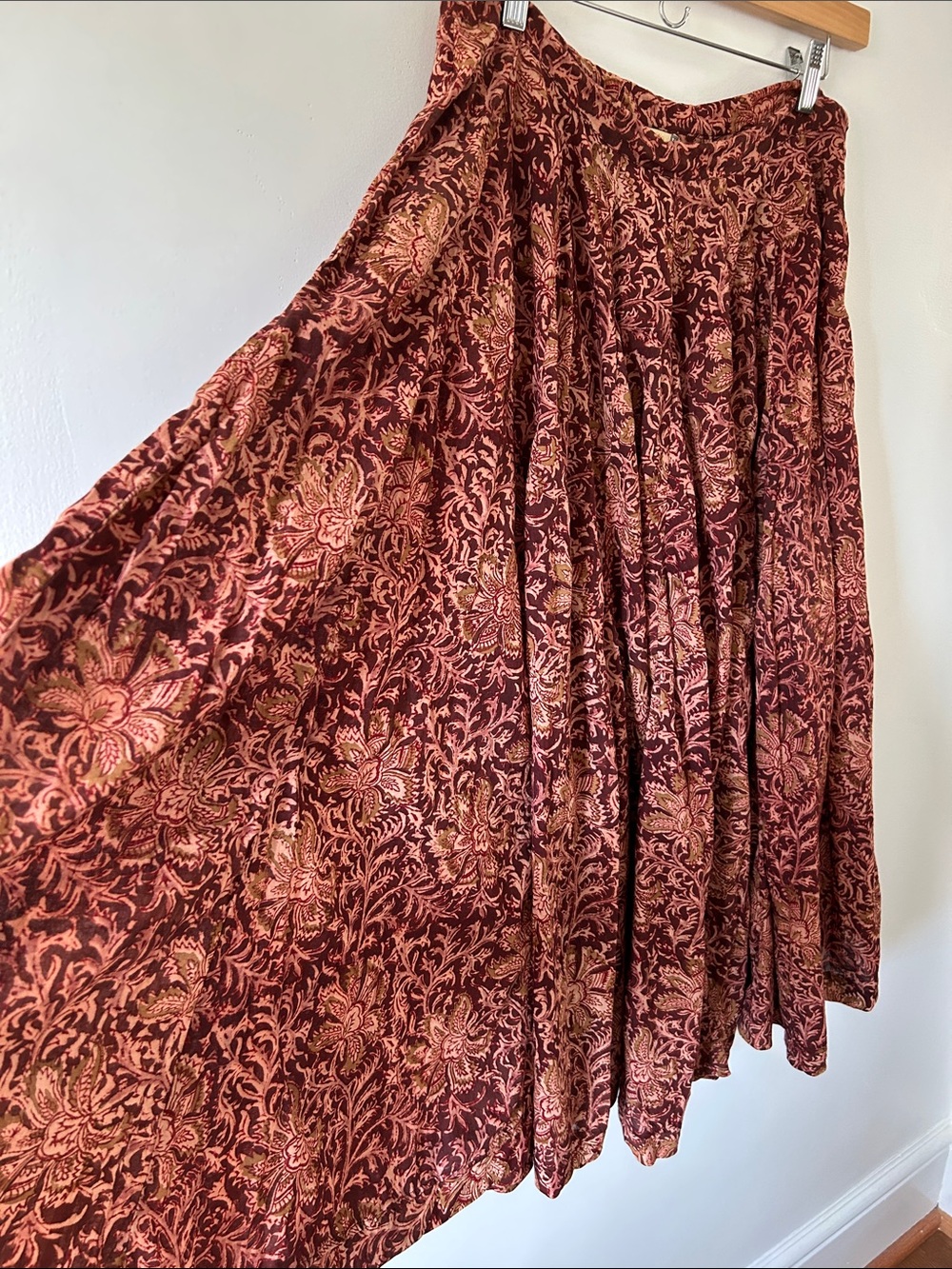 Matta Maxi Skirt Women's M Burgundy Floral India Print Boho Festival Hippie Full - Picture 4 of 11